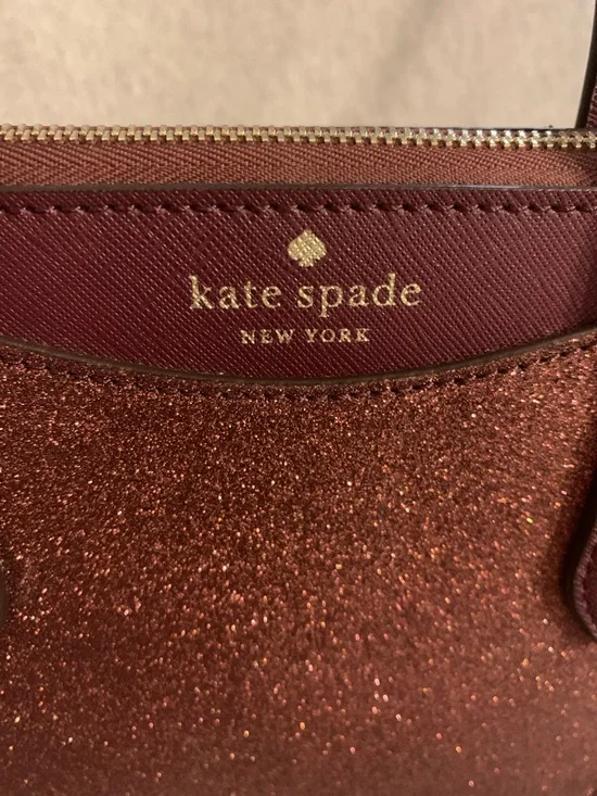 kate spade New York shimmy glitter crossbody satchel in deep nova burgundy purse - Picture 3 of 12